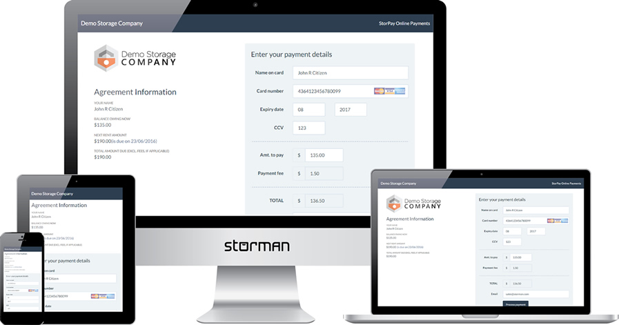 Storman Payments screen